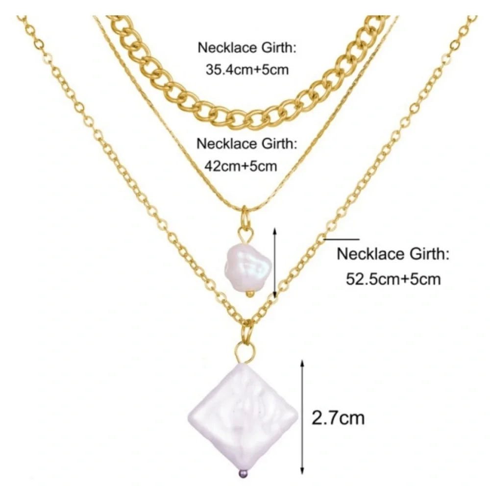 3/$12 NIP Elegant Gold Layered Faux [Pearl Like] Stone Necklace Set - Picture 4 of 5